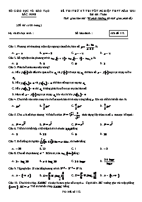Đề thi thử Tốt nghiệp THPT môn Toán - Mã đề 112 - Năm học 2020-2021 - Sở giáo dục và đào tạo Bắc Ninh (Có đáp án)